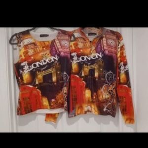 Impulse California - Artsy 2 piece sweater set, tank & button up sweater, sz med